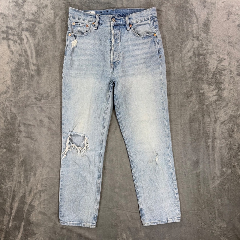 Gap Cheeky High Rise Straight Jeans Women's Size 29/8‎ R Light Blue Distressed